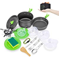 Magicfun Kit de Utensilios Cocina Camping- Plegable 18Pcs Juego Utensilios Cocina Acampar con Olla &amp- Sartén- Kit de…